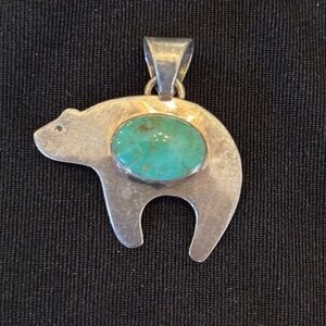 Sterling Silver and Turquoise Bear Pendant